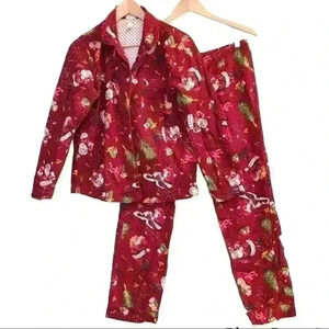 🌈 6/$60, Wonder Shop, Santa Theme, PJ Set, Red/White, Size Medium